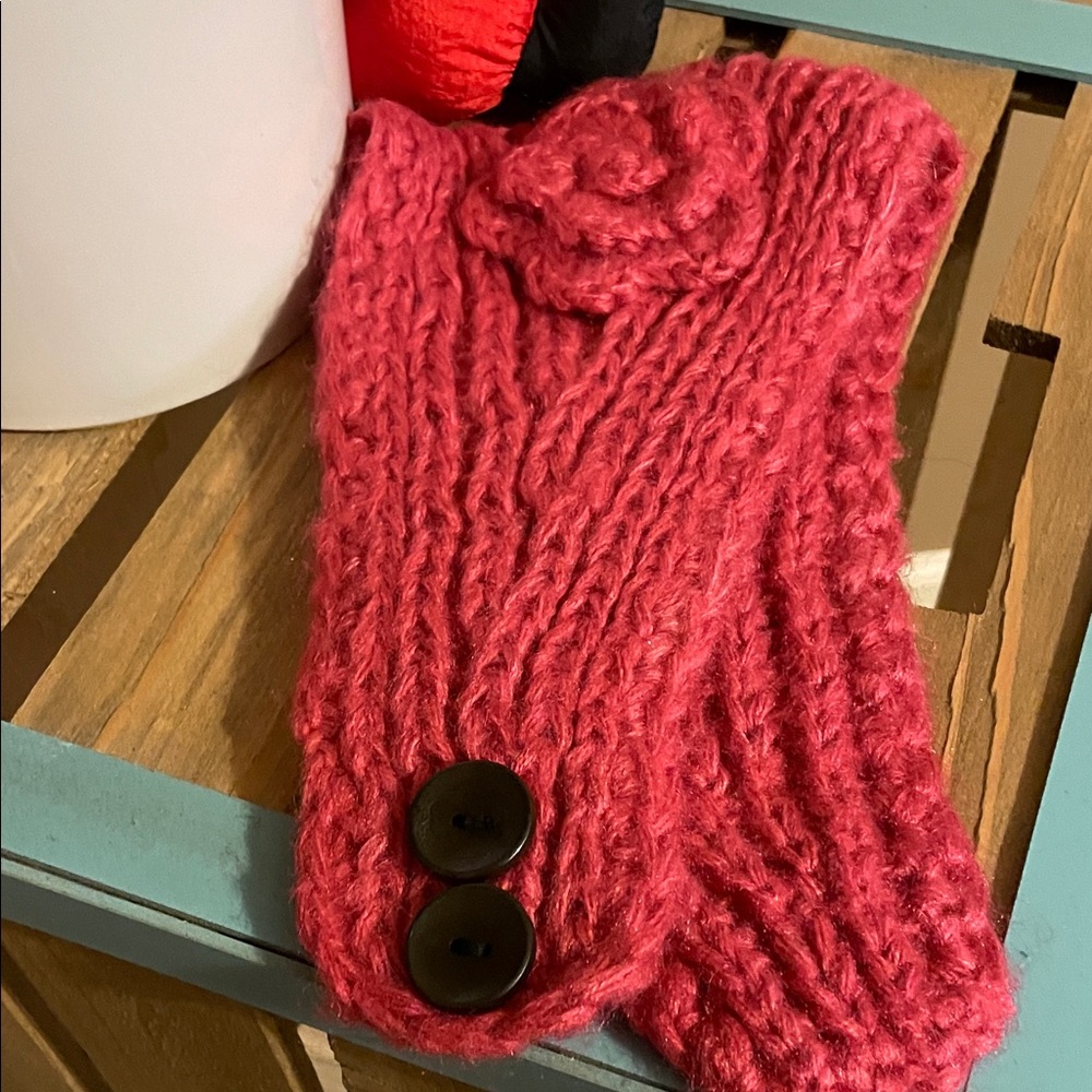 Knit Pink Headband With Buttons (NWOT)